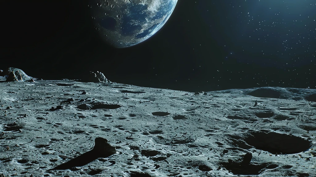 close up on moon surface standing on the moon desktop wallpaper 4k