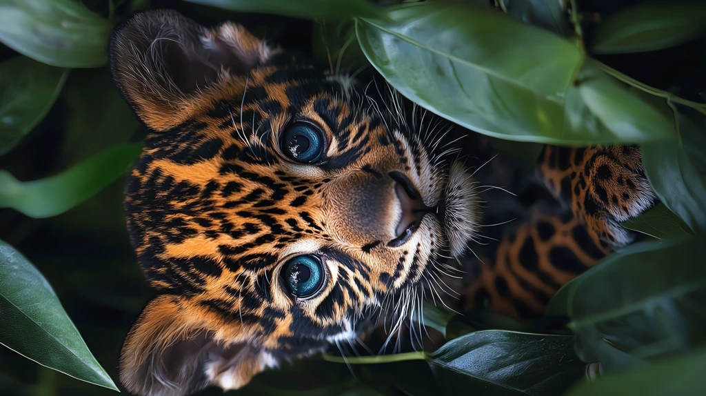 close-up shot of a macro lens capturing a small jaguar cub phone wallpaper 4k