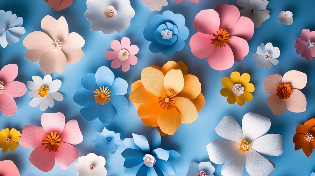 colorful array of paper flowers phone wallpaper 4k