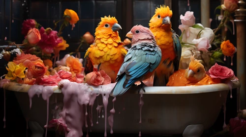 colorful bath for birds 2 animals desktop wallpaper full hd 4k free download