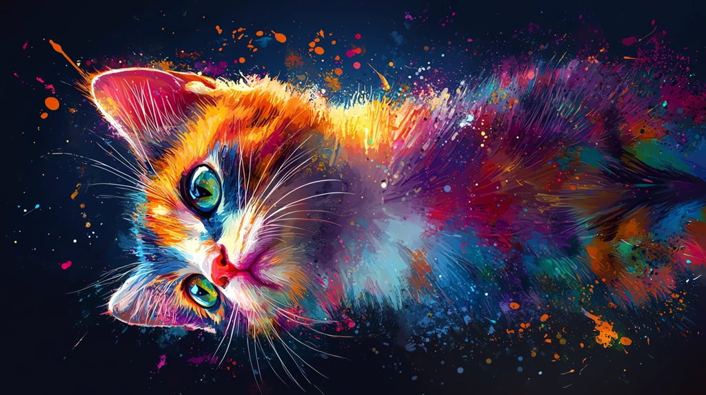 colorful cat portrait in the style of digital painting phone wallpaper 4k