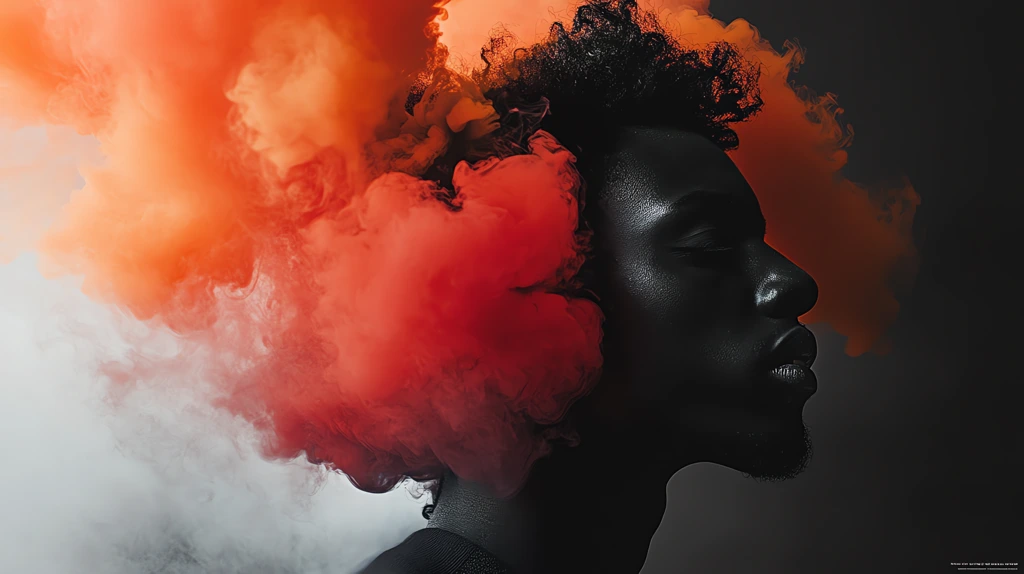 colorful cloud-like smoke emanating from his head image is surreal vibrant desktop wallpaper 4k