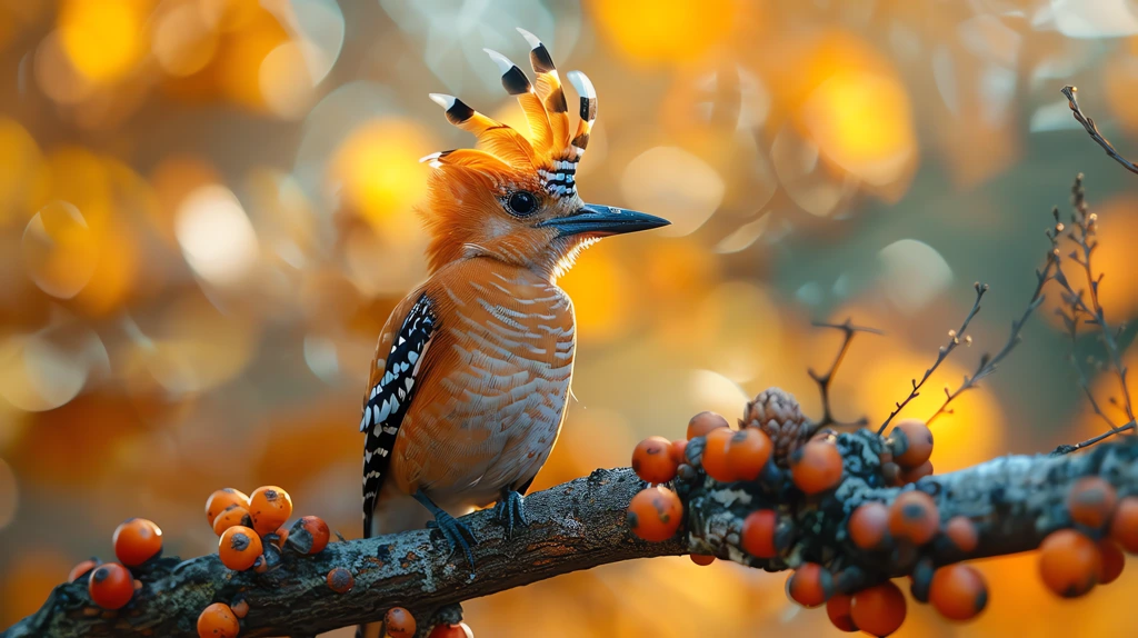 colorful hoopoe bird on a branch beautiful sunlight desktop wallpaper 4k