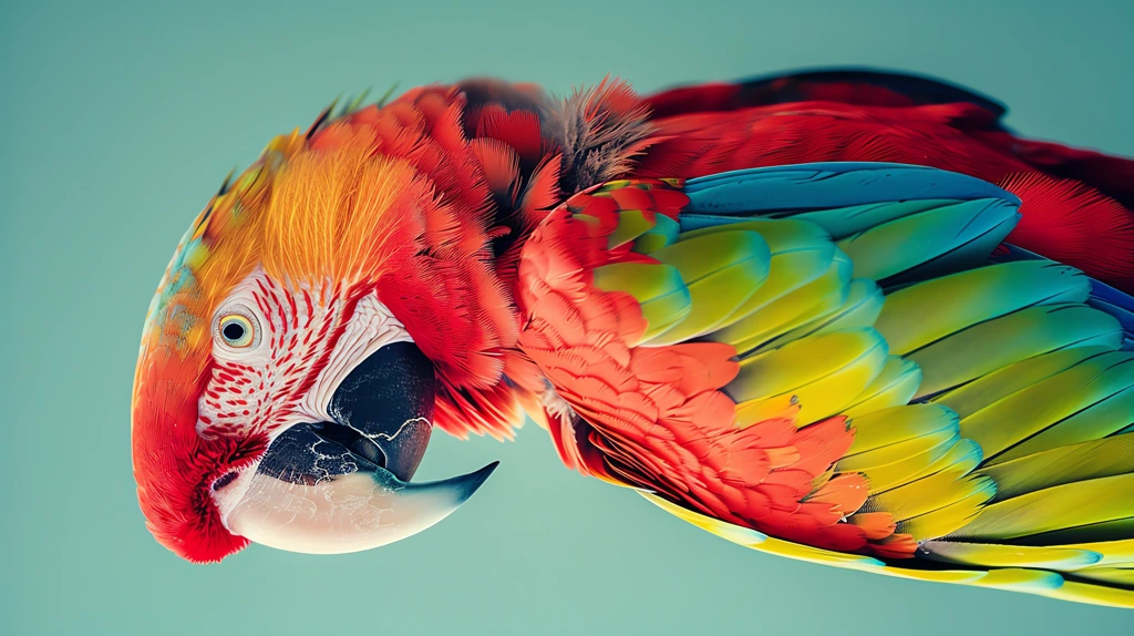 colorful parrot against a solid cyan with space phone wallpaper 4k