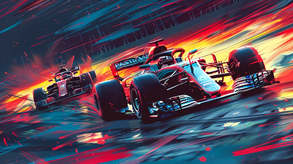 cool colorful formula one illustration two cars desktop wallpaper 4k