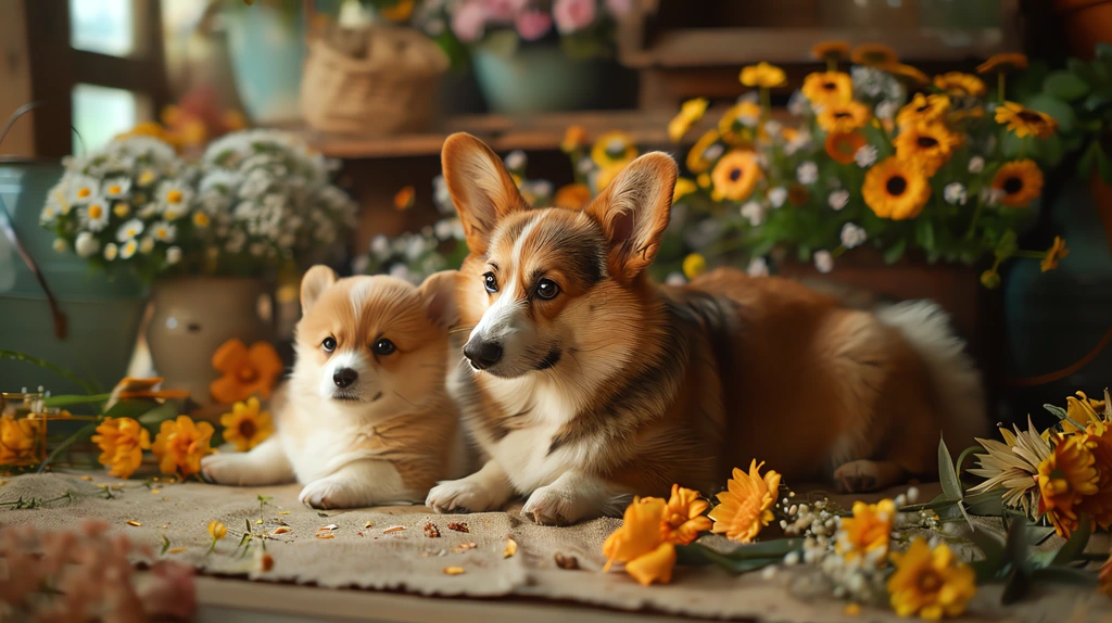 corgi on mother day advertising photography desktop wallpaper 4k