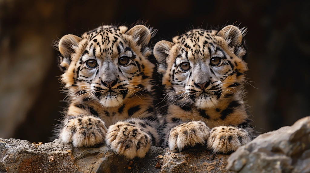 couple snow leopards desktop wallpaper 4k