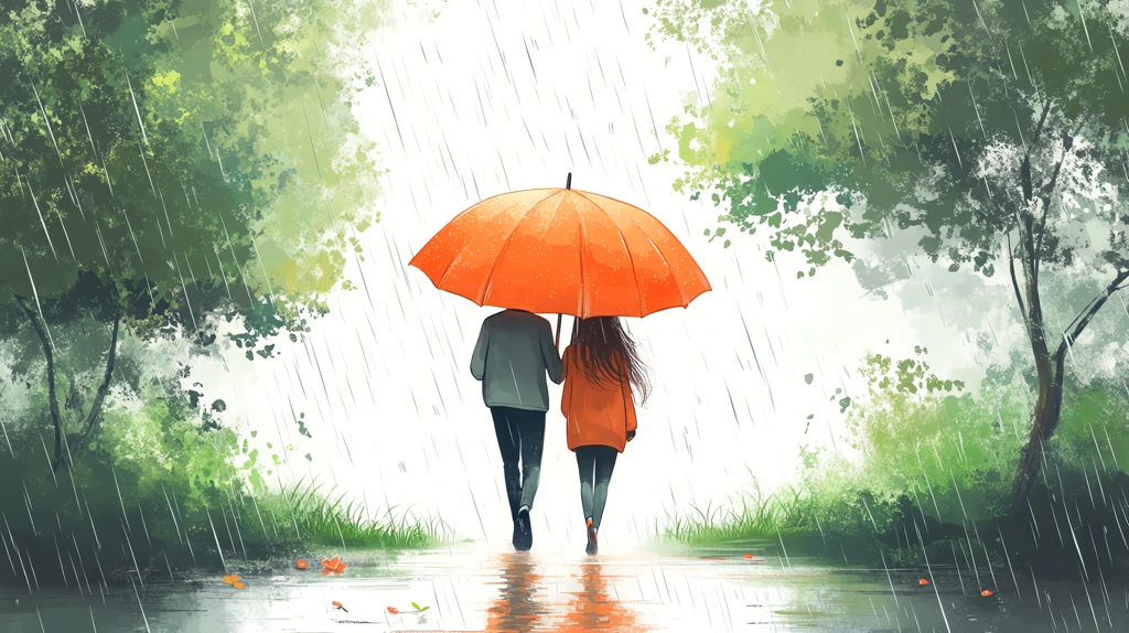 couple walking in the rain clear bright desktop wallpaper 4k