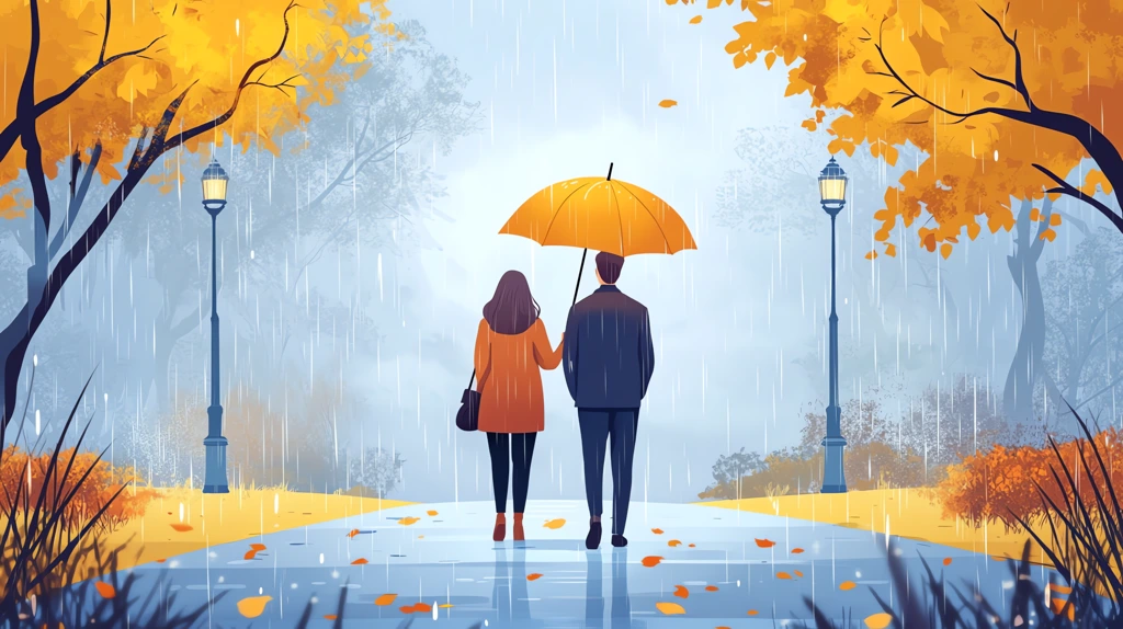 couple walking in the rain with an umbrella clear bright desktop wallpaper 4k