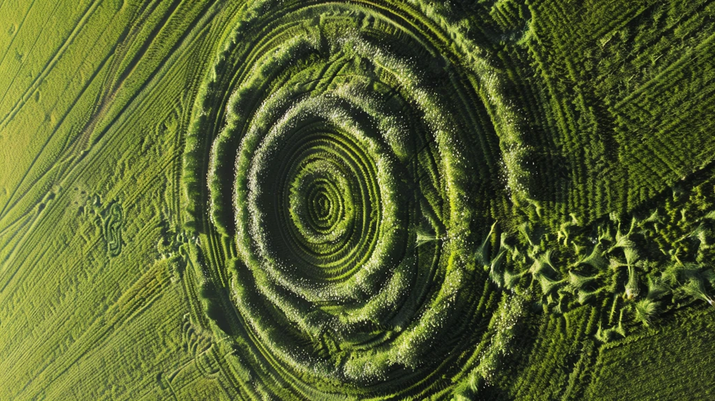 crop circle with moire pattern in grass phone wallpaper 4k