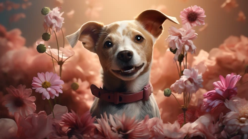 cute and dreamy dog adorned with flowers 5 animals desktop wallpaper full hd 4k free download