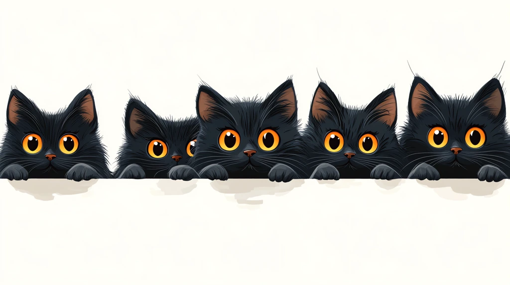 cute black cats peeking from behind the edge in the style desktop wallpaper 4k