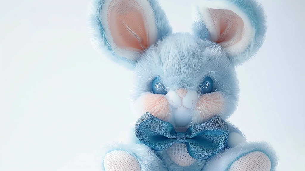 cute blue bunny plush toy with blue bow desktop wallpaper 4k