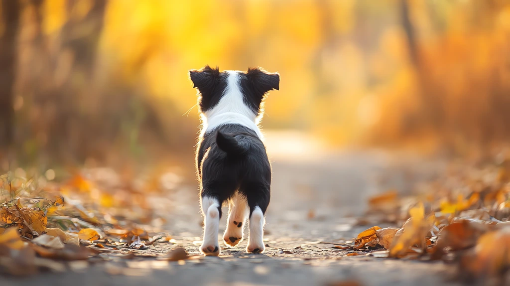 cute border collie puppy bright colors back view desktop wallpaper 4k