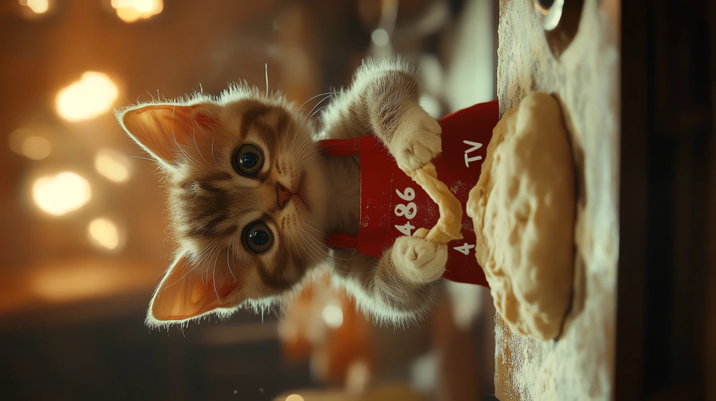 cute cats in aprons kneading dough phone wallpaper 4k