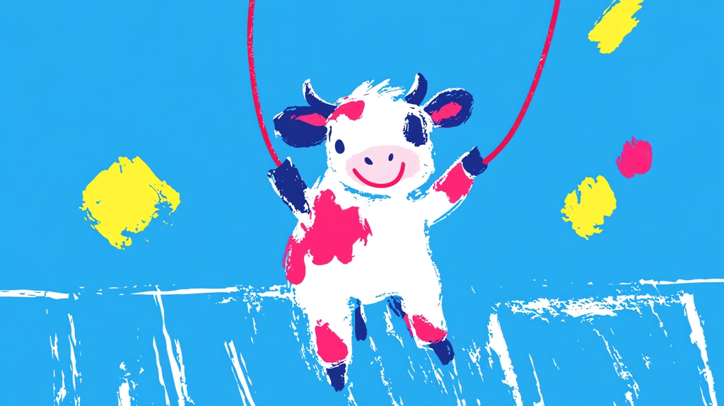 cute cow play skipping rope version one desktop wallpaper 4k