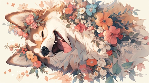 cute dreamy dog adorned with flowers 1 animals phone wallpaper full hd 4k free download