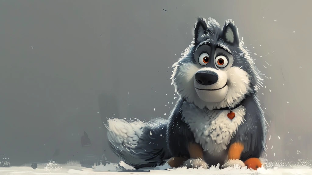 cute expressionistic cartoon husky depicted in the style of a pixar character desktop wallpaper 4k