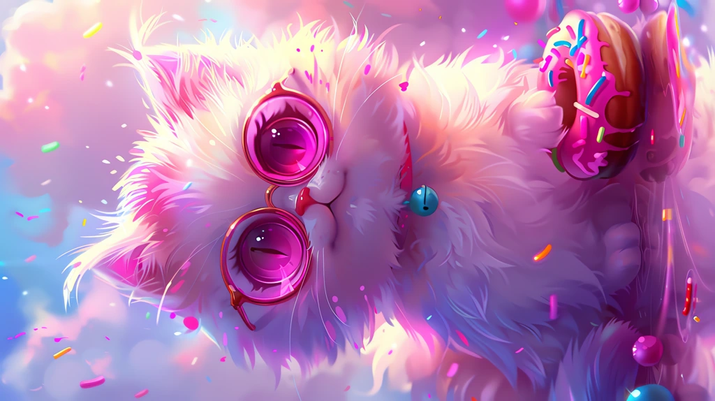 cute fat cat illustrative realistic baking donuts phone wallpaper 4k