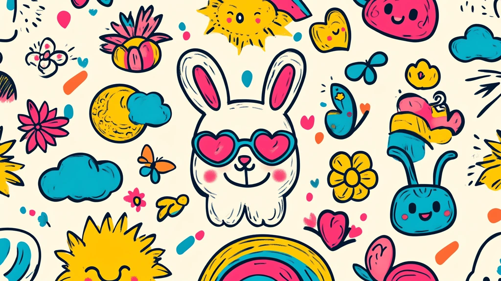 cute groovy kawaii bunnies wearing heart shaped sunglasses desktop wallpaper 4k