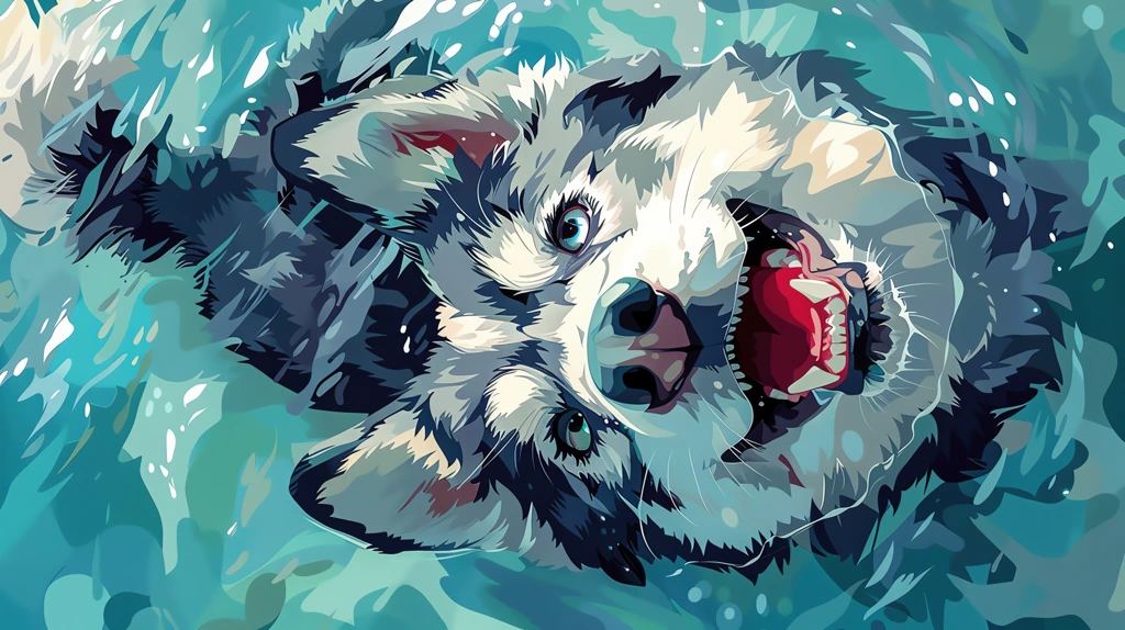 cute husky dog swimming phone wallpaper 4k