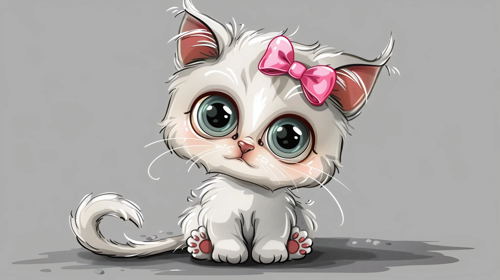 cute kitten with big eyes and pink bow on head desktop wallpaper 4k