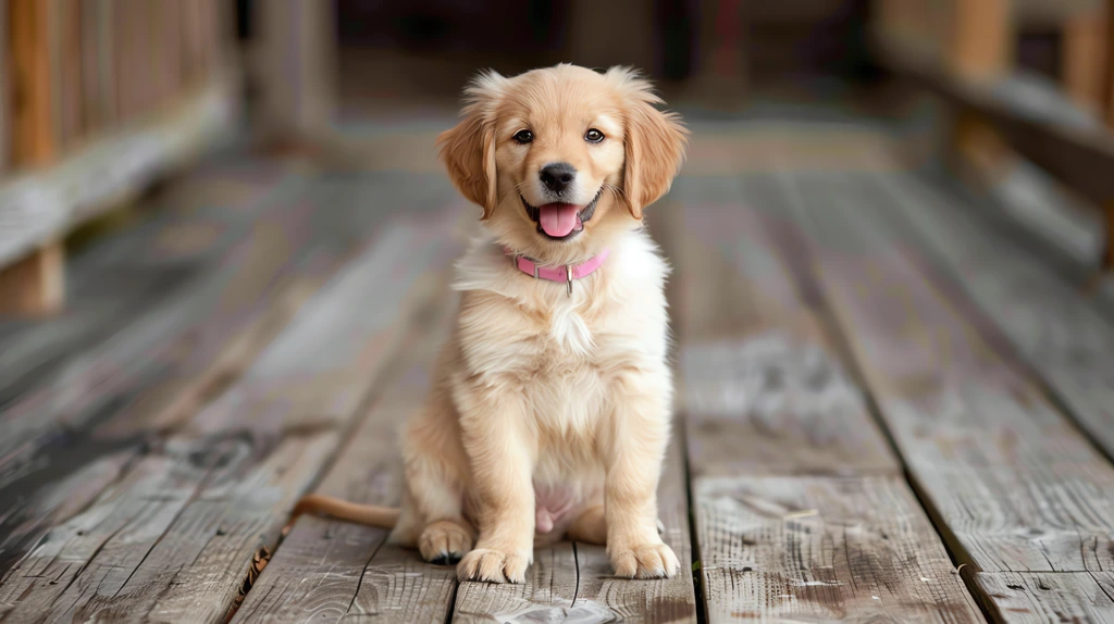 cute light golden retriever puppy with fluffy fur and large ears that point upwards desktop wallpaper 4k