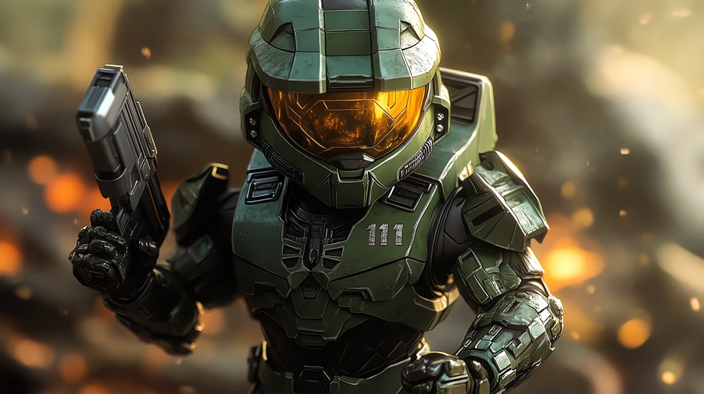 cute masterchief halo version four desktop wallpaper 4k