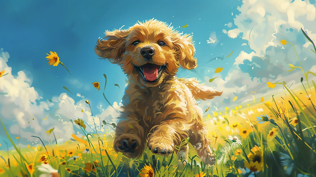 cute pet playing in a meadow shadows and lighting desktop wallpaper 4k