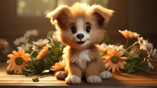 cute puppy flower 1 16x9 animals desktop wallpaper online free download 4k