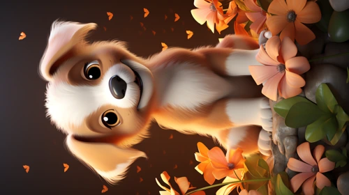 cute puppy flower 1 9x16 animals phone wallpaper online free download 4k