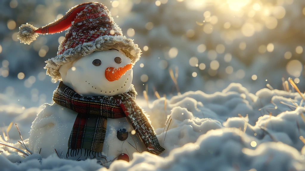 cute realistic snowman desktop wallpaper 4k