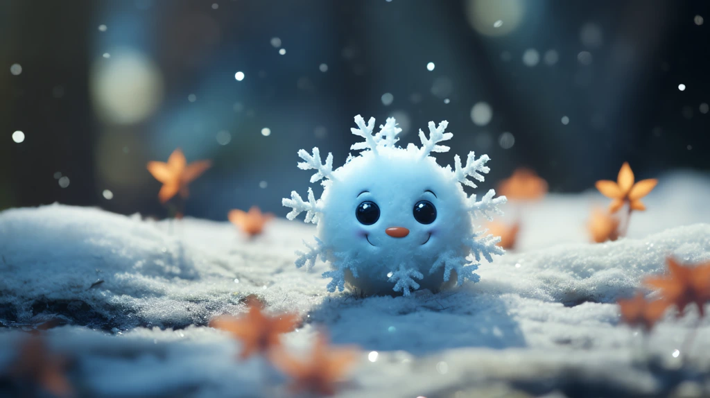 cute snowflake that smile on snow desktop wallpaper 4k
