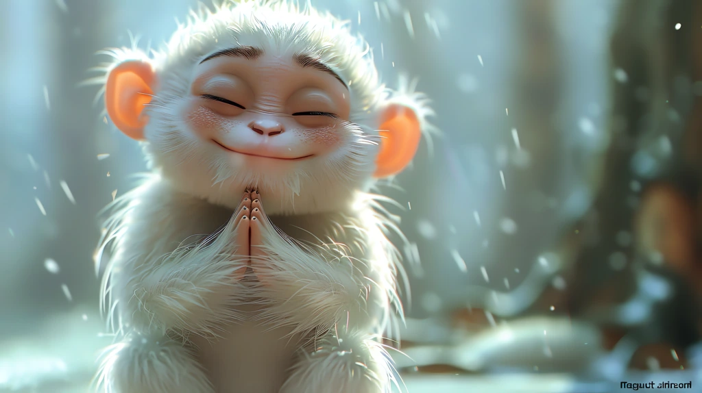 cute white monkey with a chubby body desktop wallpaper 4k