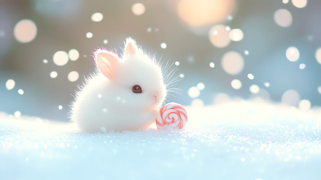 cutest purple white rabbit with black eyes lollipops in its paws desktop wallpaper 4k