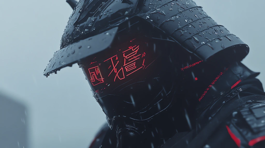 cyberpunk samurai armor glossy reflective chinese armor desktop wallpaper 4k