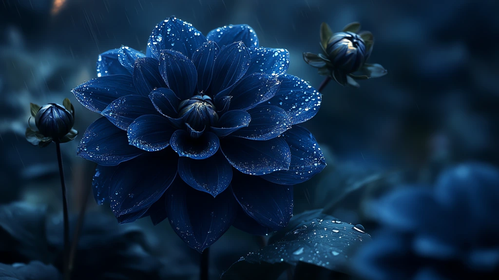 dahlia flowers with dew hyper-realistic desktop wallpaper 4k