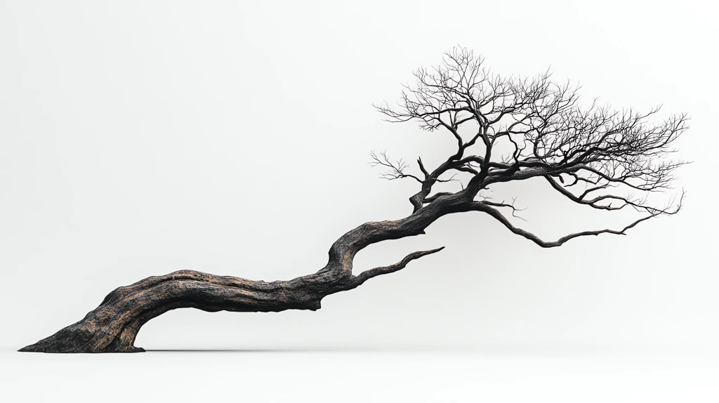 dark old tree with no leaves it leans slightly to the right desktop wallpaper 4k