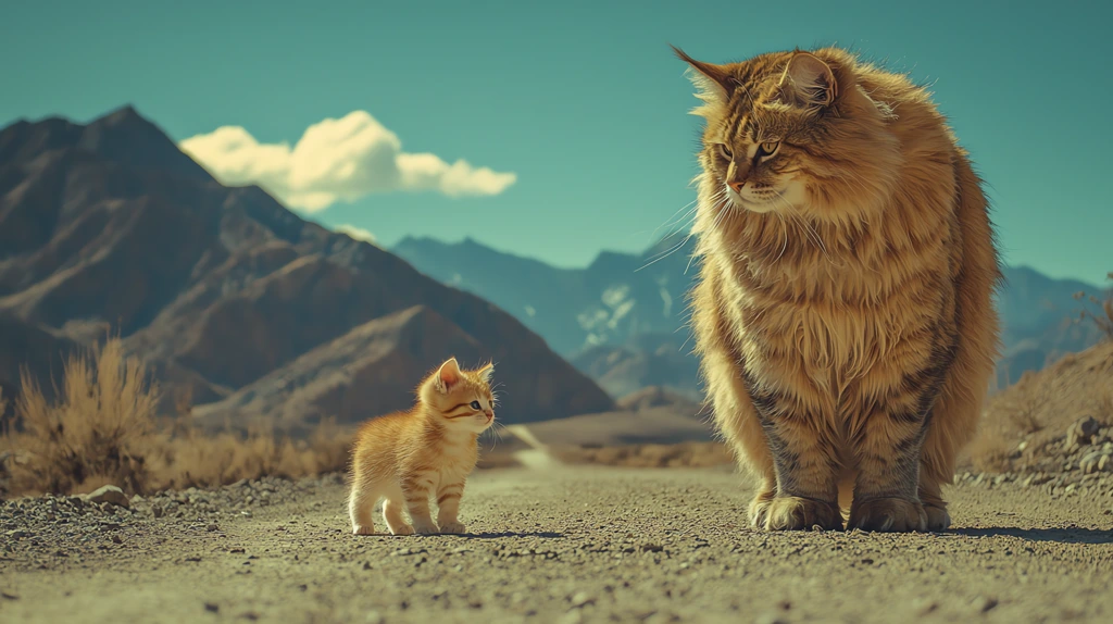 david and goliath where both caracters are cats a massive and giant himalayian cat desktop wallpaper 4k