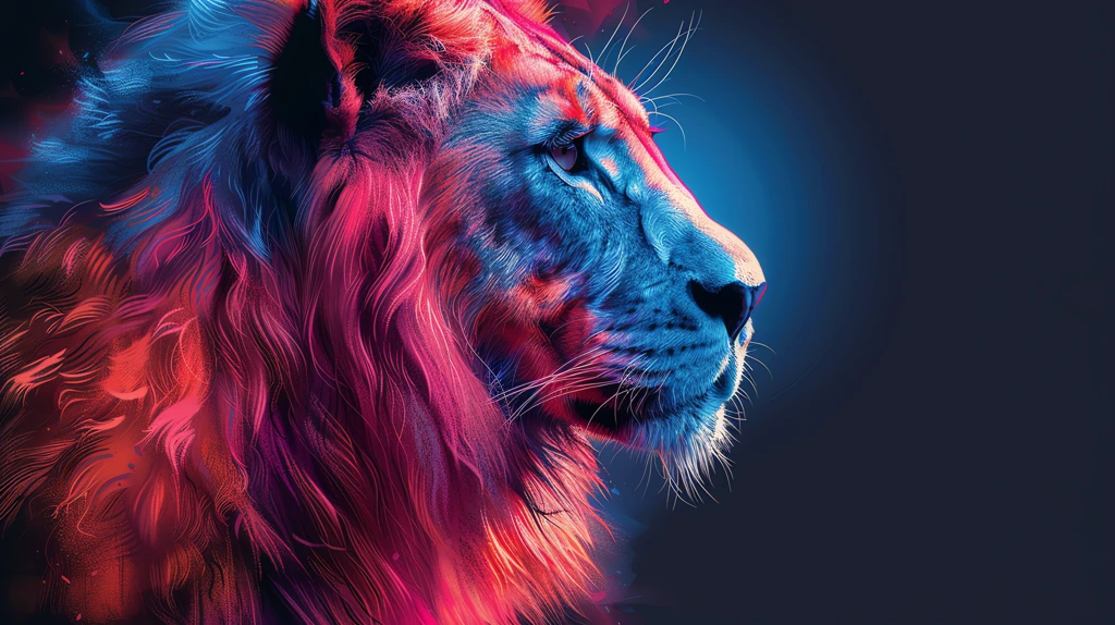 decorative image of a brightly colored lion desktop wallpaper 4k