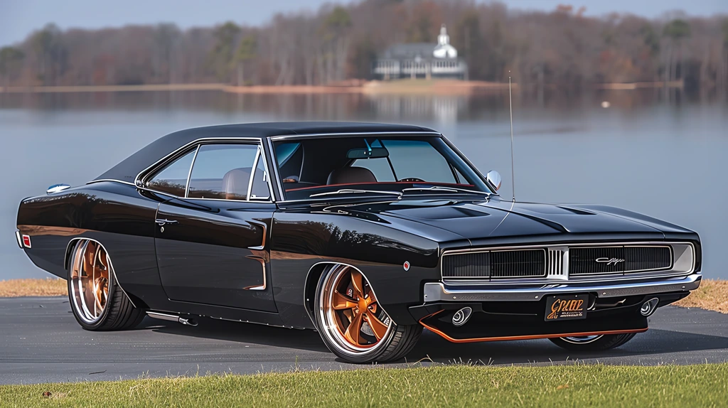depicting a black 1969 dodge charger daytona muscle and power styling desktop wallpaper 4k