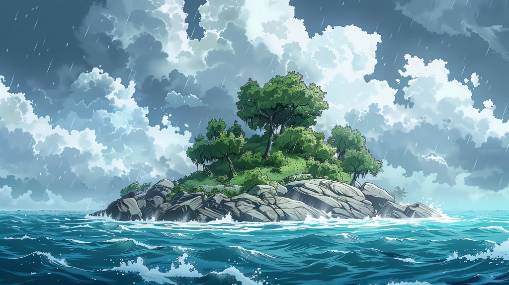 desolate desert island over a stormy sea desktop wallpaper 4k