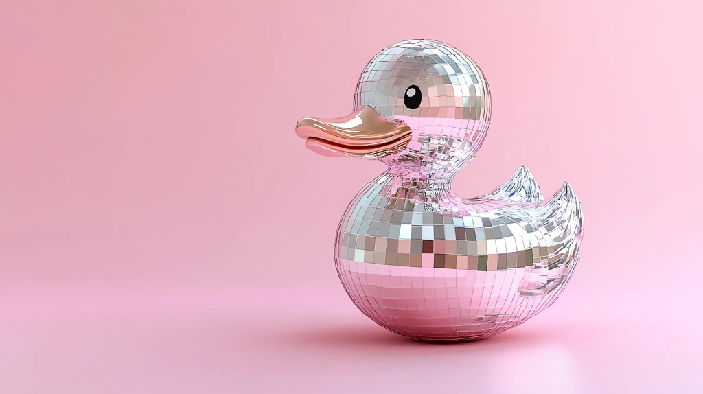 disco ball in rubbe duck version three desktop wallpaper 4k