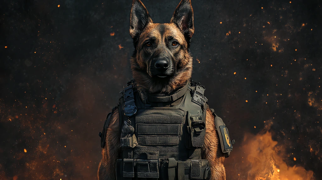 dog police wearing tactical gear desktop wallpaper 4k