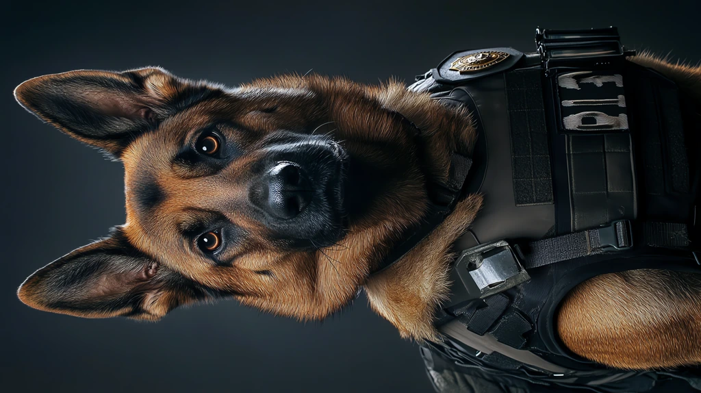 dog police wearing tactical gear version three phone wallpaper 4k