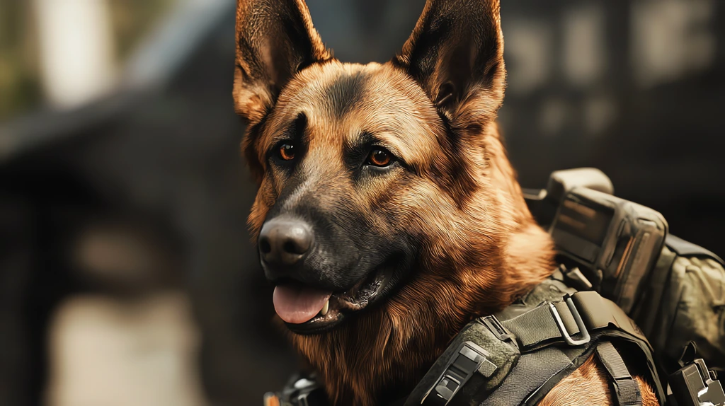 dog police wearing tactical gear version two desktop wallpaper 4k