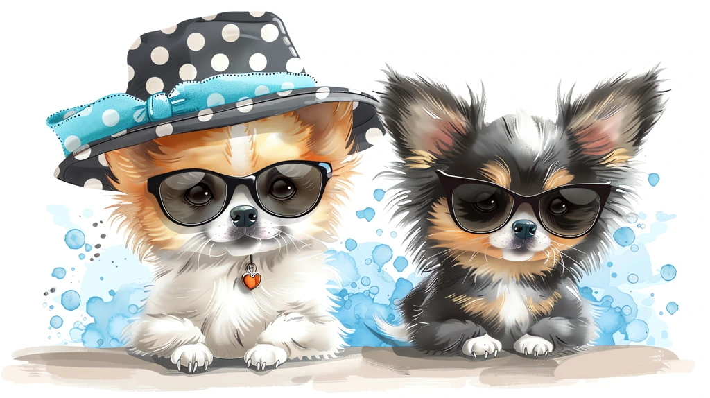 dogs wearing sunglasses and a hat with black desktop wallpaper 4k