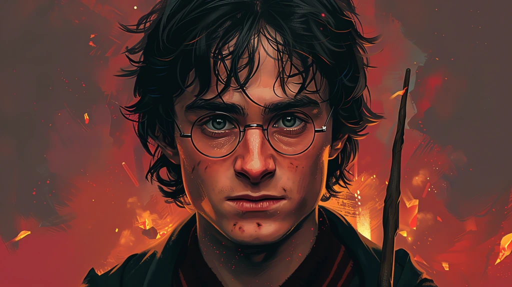 doodle of harry potter wielding a wand desktop wallpaper 4k