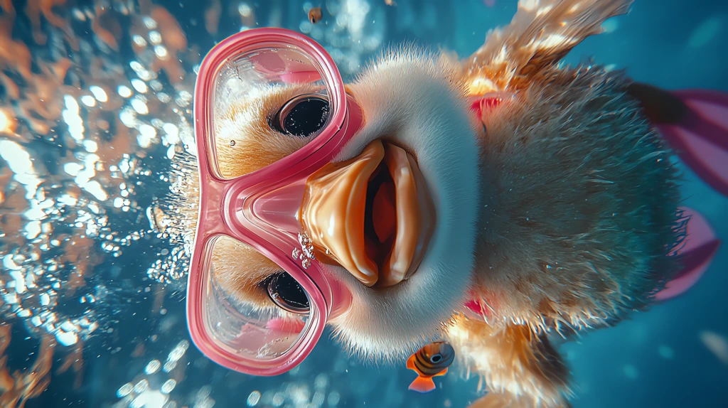 duck enjoying skin scuba diving version three phone wallpaper 4k