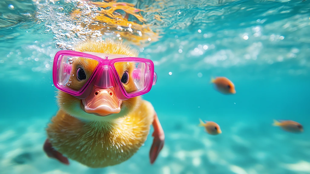 duck enjoying skin scuba diving version two desktop wallpaper 4k